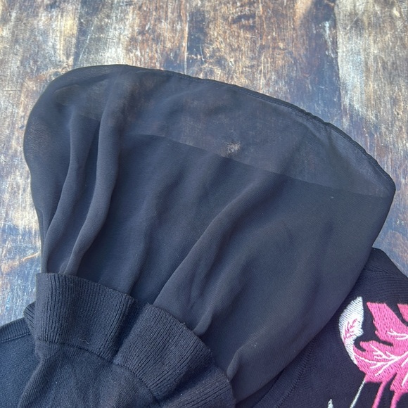 Alfani NWOT embroidered floral thick knit long shirt, chiffon princess sleeves M - Picture 9 of 11